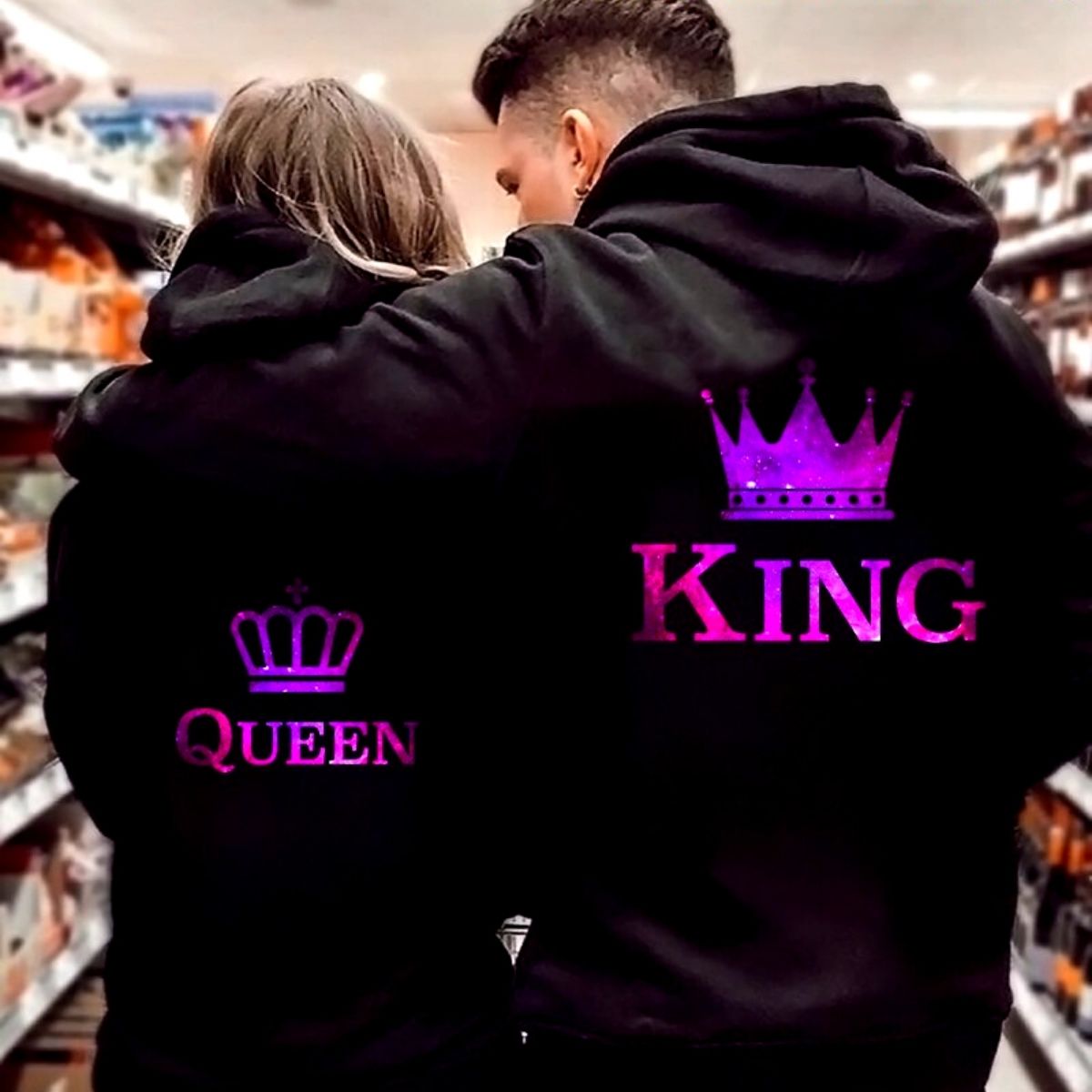 LoverHood™ Purppuranpunainen kuningas & kuningatar hupparit (2 kpl)