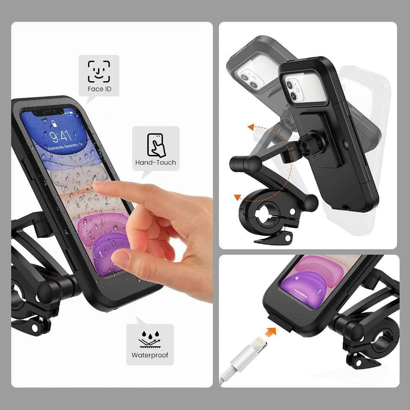 MobileClip™ kosketusnäytöllinen puhelimenpidike pyörälle